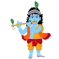 Balkrishna Theme Krishna Playing Flute Transparent Sticker